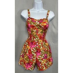 VTG‎ Kahala Hawaii Hawaiian Romper Playsuit BATHING SUIT Floral Y2K USA